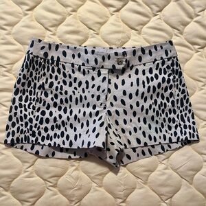 J. Crew Cream Shorts with Black Spot Print